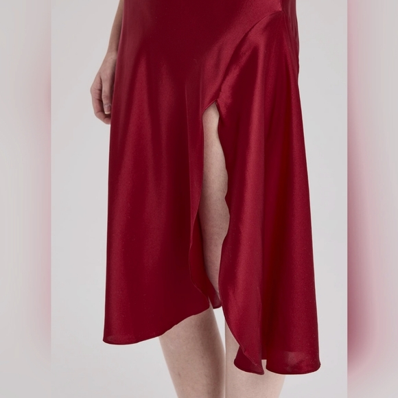 NWT Ruby Side-Split Silk Dress (Rosy Red) - NAP - Picture 6 of 12